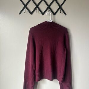 Halston Heritage Deep Red Turtleneck Sweater 100% Extra Fine Merino Wool